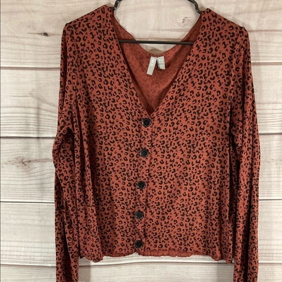 Asos Burnt Orange Leopard Print Button Up Top - Picture 1 of 10